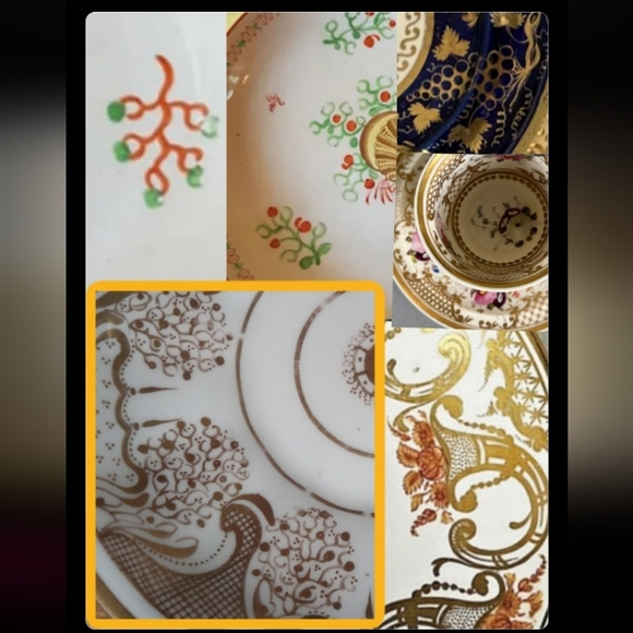 Hicks&Meigh!1806-1822! English bone Fine China gold gilt handpainted saucer&cup! - Picture 12 of 12